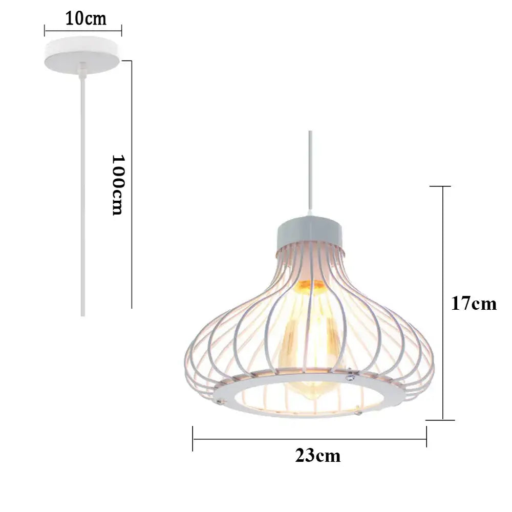 Industrial cage led pendant light black & white living room decor