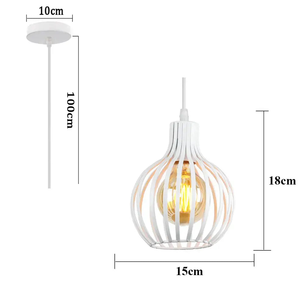 Industrial cage led pendant light black & white living room decor