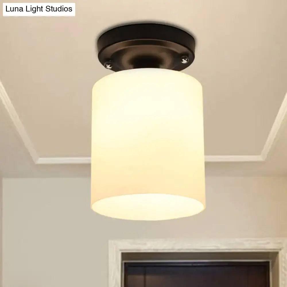 Industrial milky glass ceiling light bedroom bronze fixture