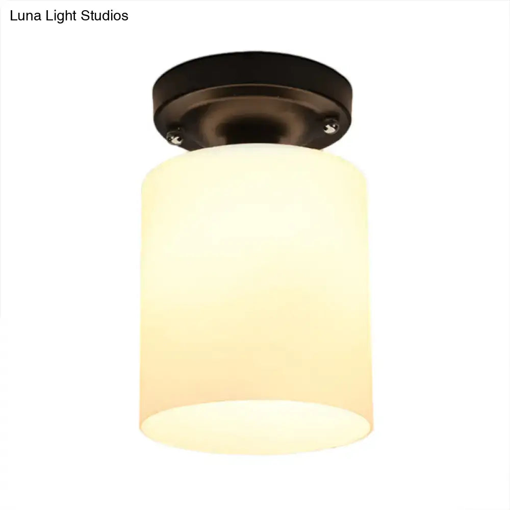 Industrial milky glass ceiling light bedroom bronze fixture