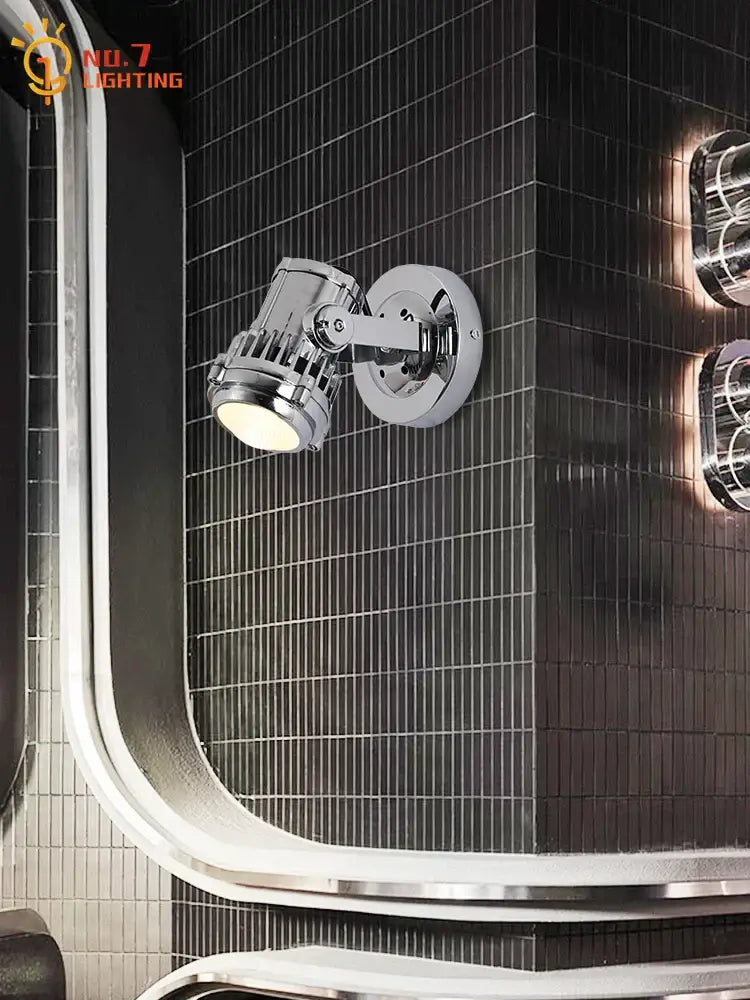 Industrial chrome adjustable wall lamp bedroom spotlight head