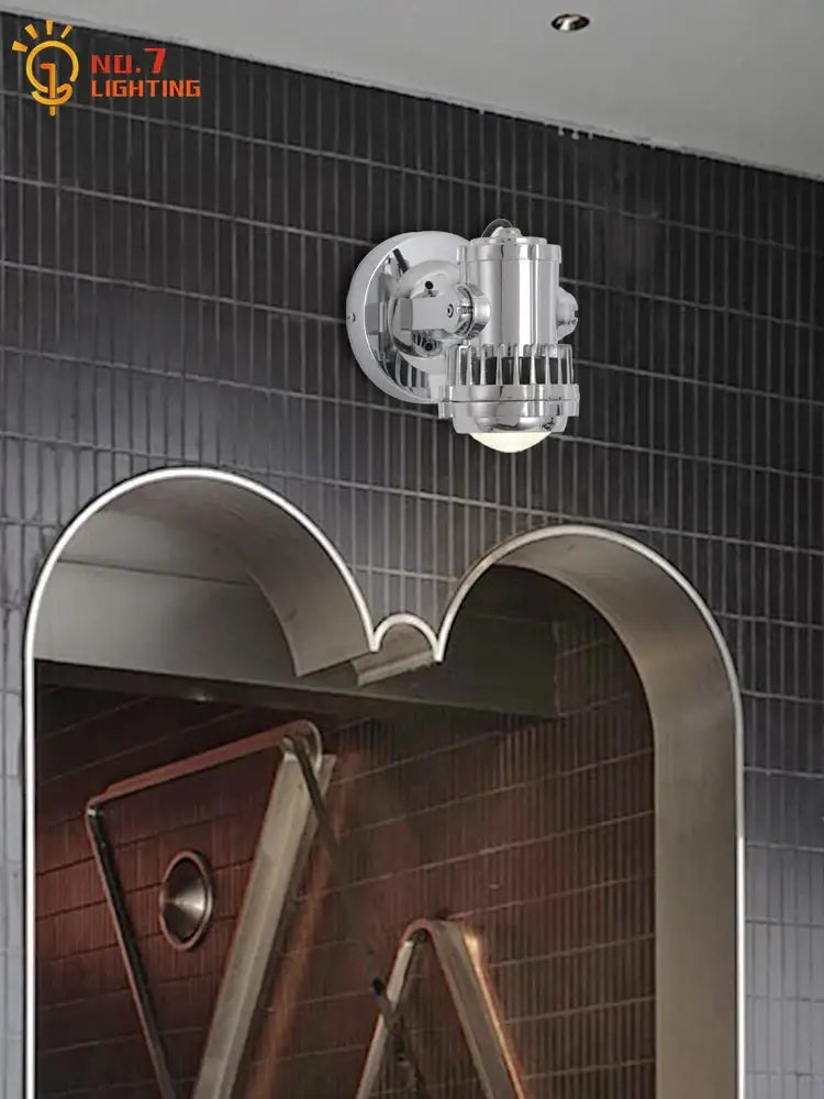 Industrial chrome adjustable wall lamp bedroom spotlight head