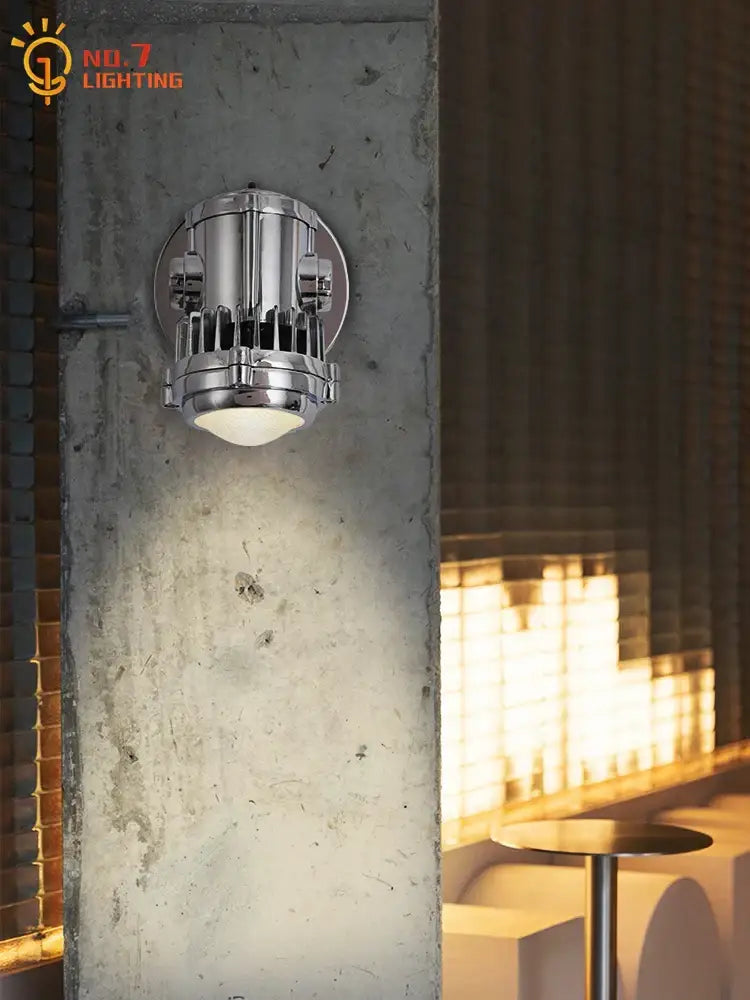 Industrial chrome adjustable wall lamp bedroom spotlight head