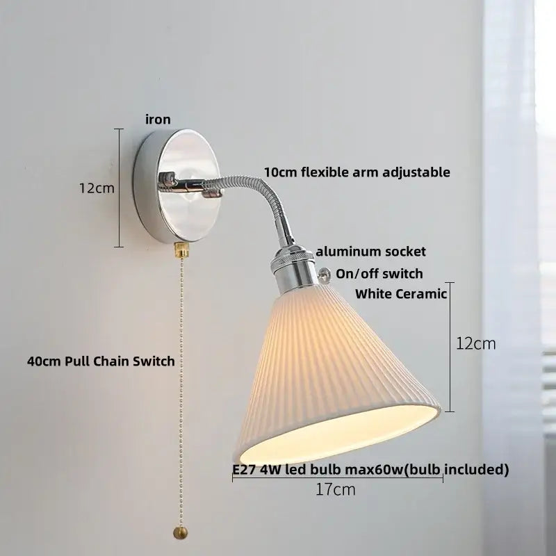 Industrial chrome flexible led wall lamp sconce bedroom reading light