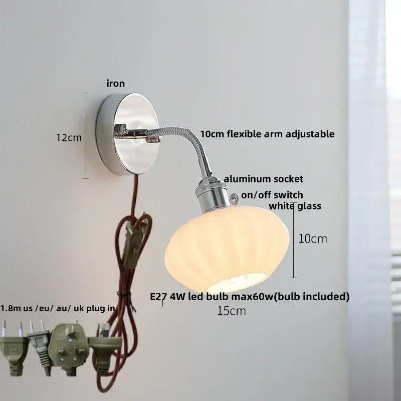 Industrial chrome flexible led wall lamp sconce bedroom reading light