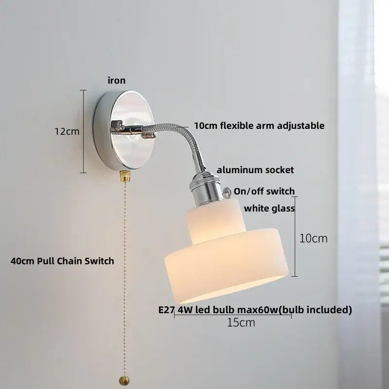 Industrial chrome flexible led wall lamp sconce bedroom reading light