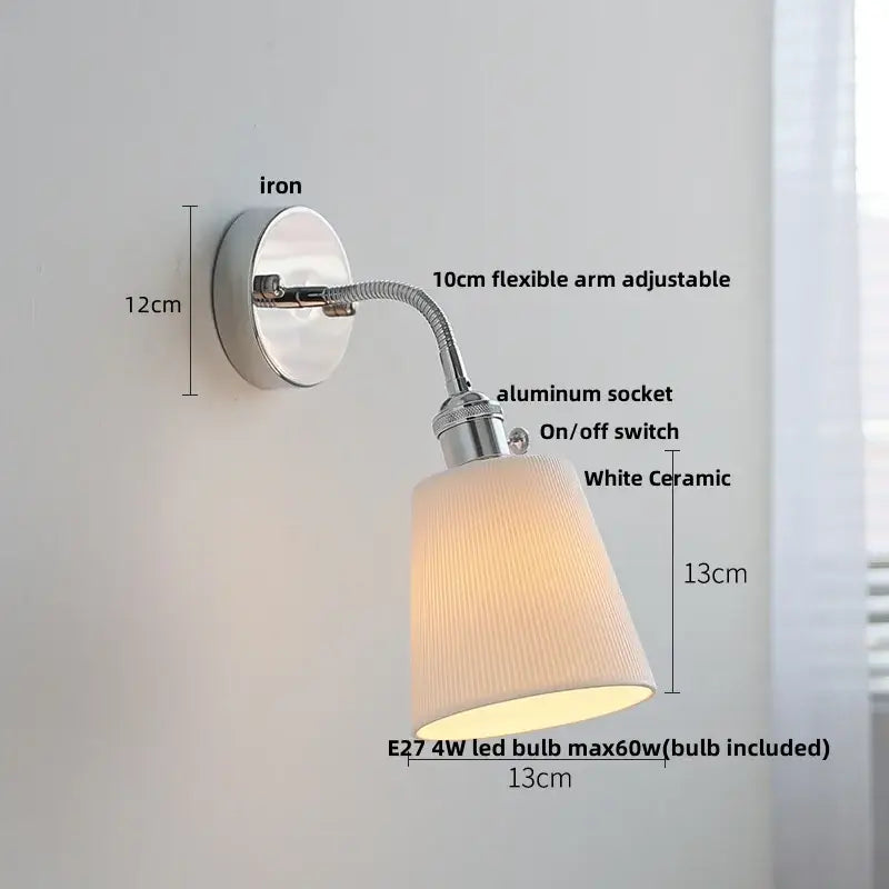 Industrial chrome flexible led wall lamp sconce bedroom reading light