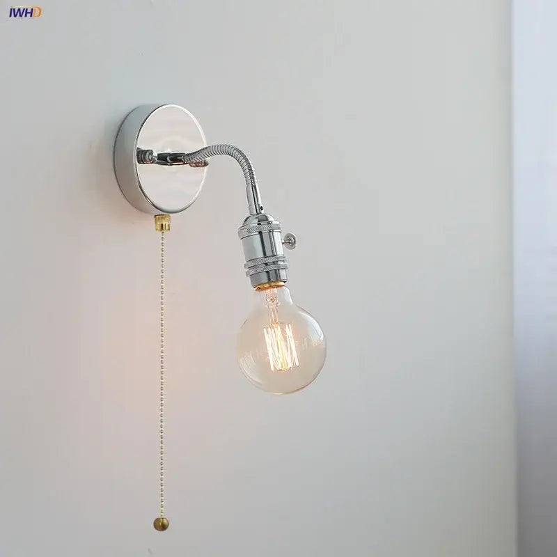 Industrial chrome flexible led wall lamp sconce bedroom reading light