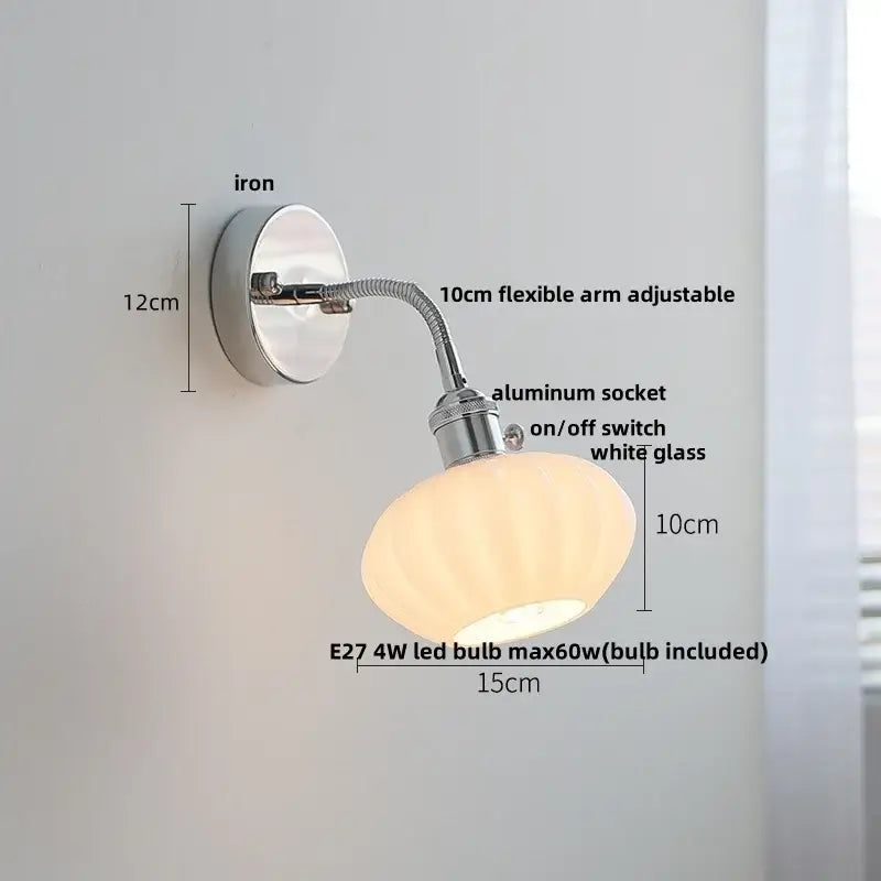 Industrial chrome flexible led wall lamp sconce bedroom reading light