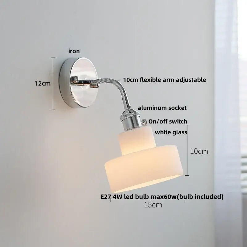 Industrial chrome flexible led wall lamp sconce bedroom reading light