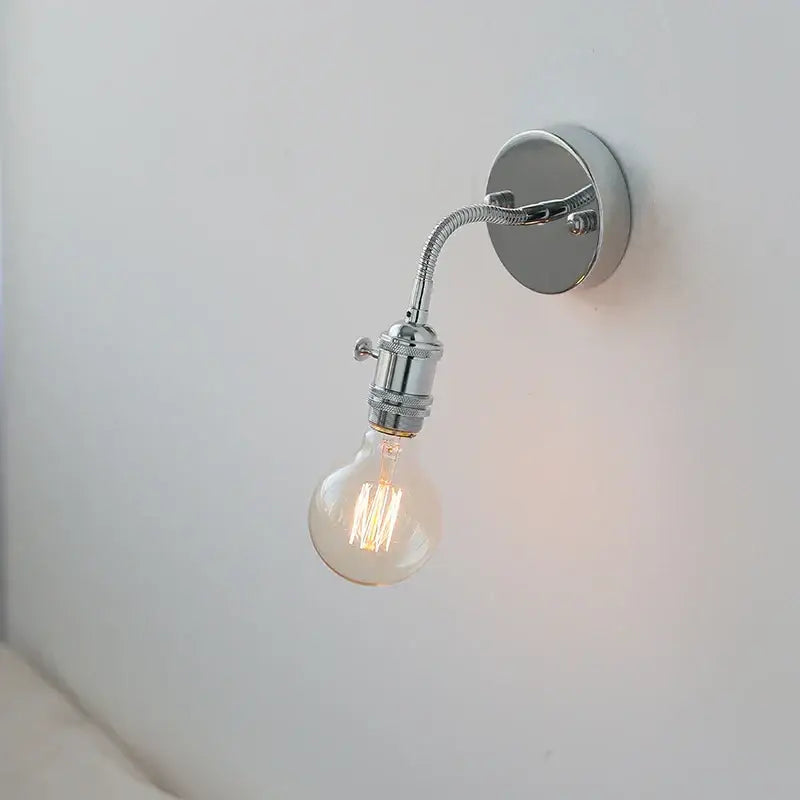 Industrial chrome flexible led wall lamp sconce bedroom reading light