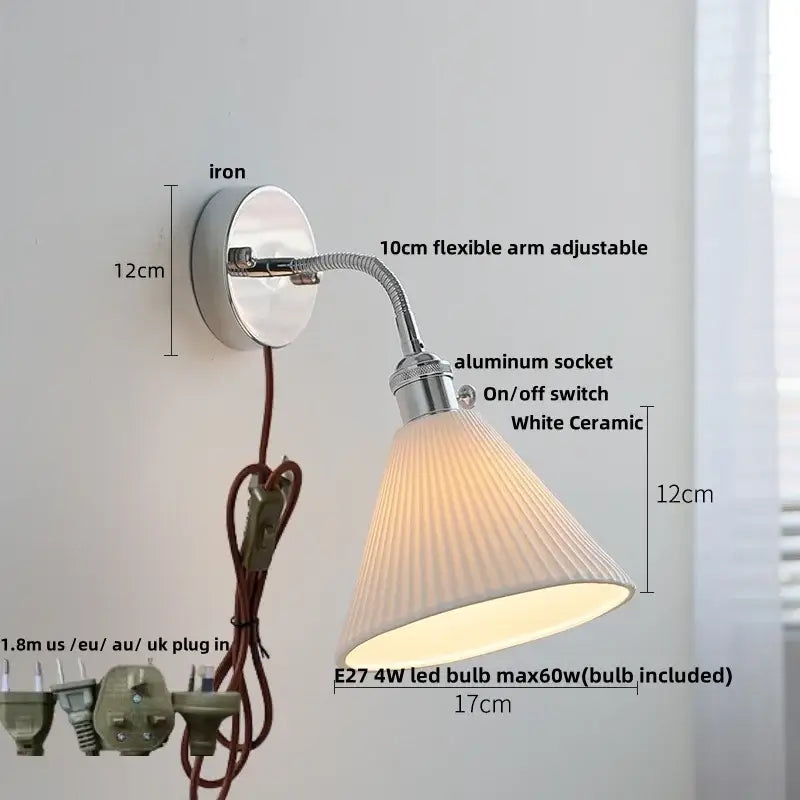 Industrial chrome flexible led wall lamp sconce bedroom reading light