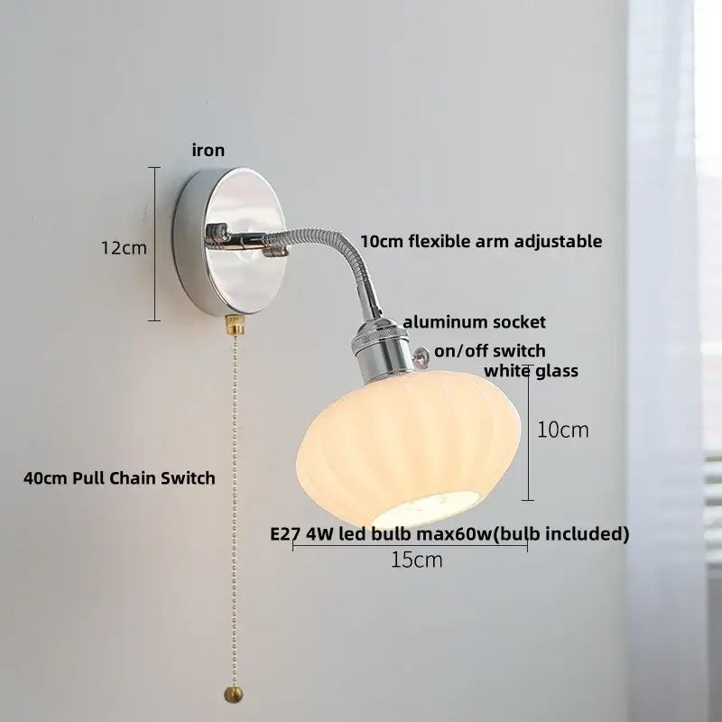 Industrial chrome flexible led wall lamp sconce bedroom reading light