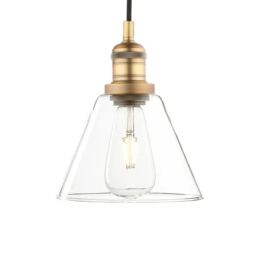 Industrial clear glass funnel flared pendant light kitchen fixture
