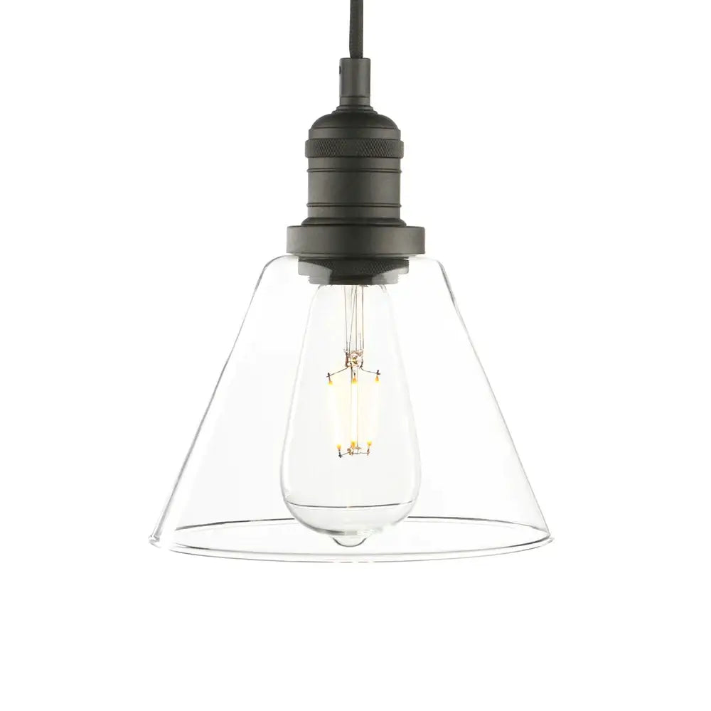 Industrial clear glass funnel flared pendant light kitchen fixture