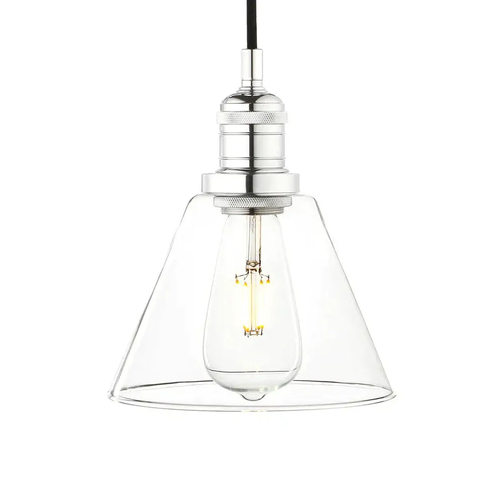 Industrial clear glass funnel flared pendant light kitchen fixture