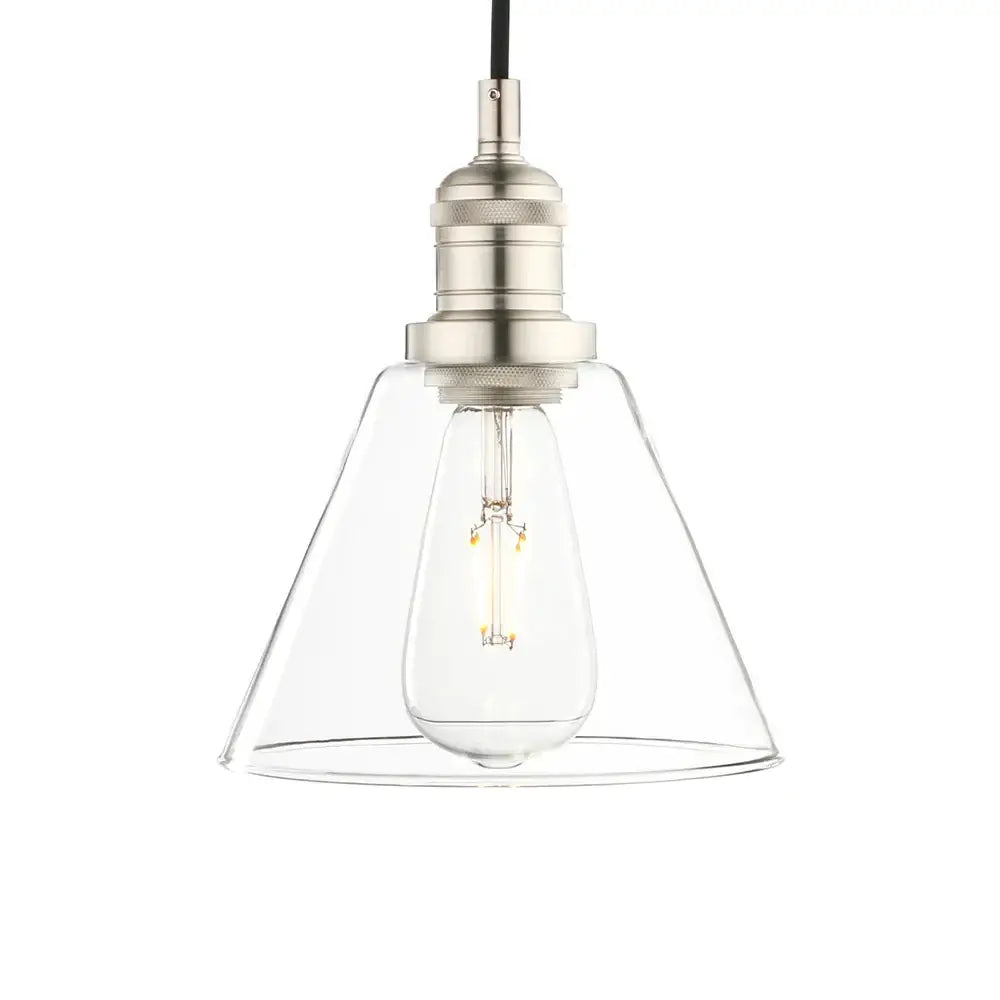 Industrial clear glass funnel flared pendant light kitchen fixture