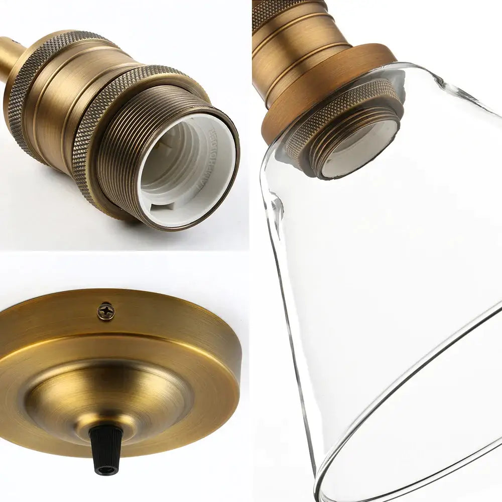 Industrial clear glass funnel flared pendant light kitchen fixture