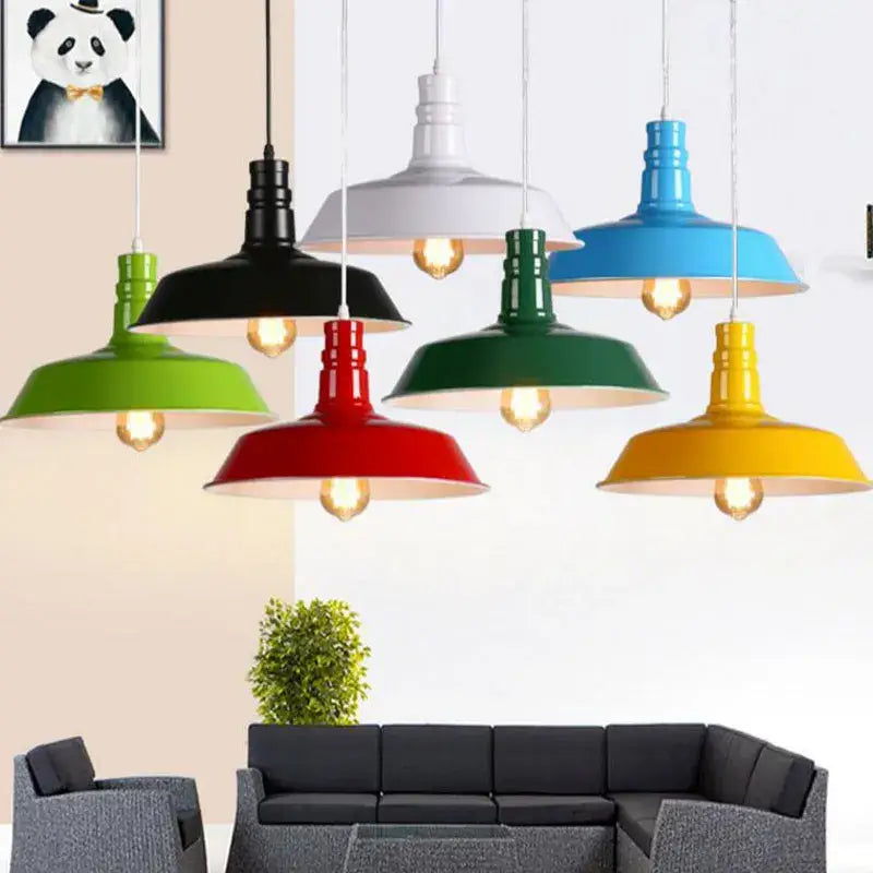 Industrial colorful led e27 pendant light for study room