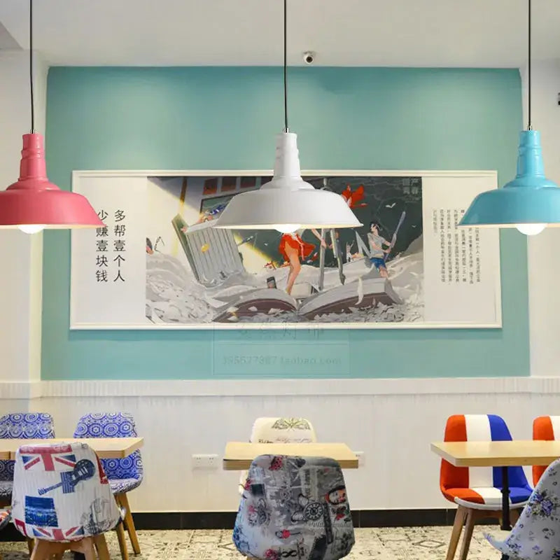 Industrial colorful led e27 pendant light for study room