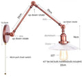 Industrial copper adjustable glass swing arm wall sconce bedroom light
