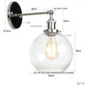 Industrial copper glass globe led bedside lamp bedroom sconce