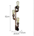 Industrial copper iron pipe wall sconce living room triple edison lamp