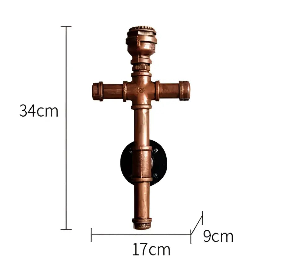 Industrial copper iron pipe wall sconce living room triple edison lamp