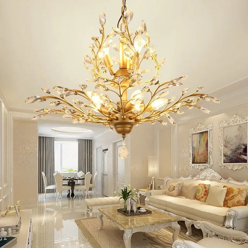 Industrial crystal chandelier antique bronze branch dining room light