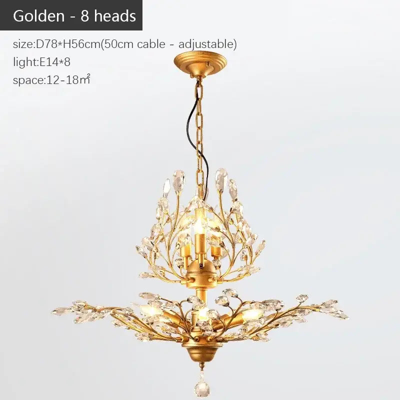Industrial crystal chandelier antique bronze branch dining room light