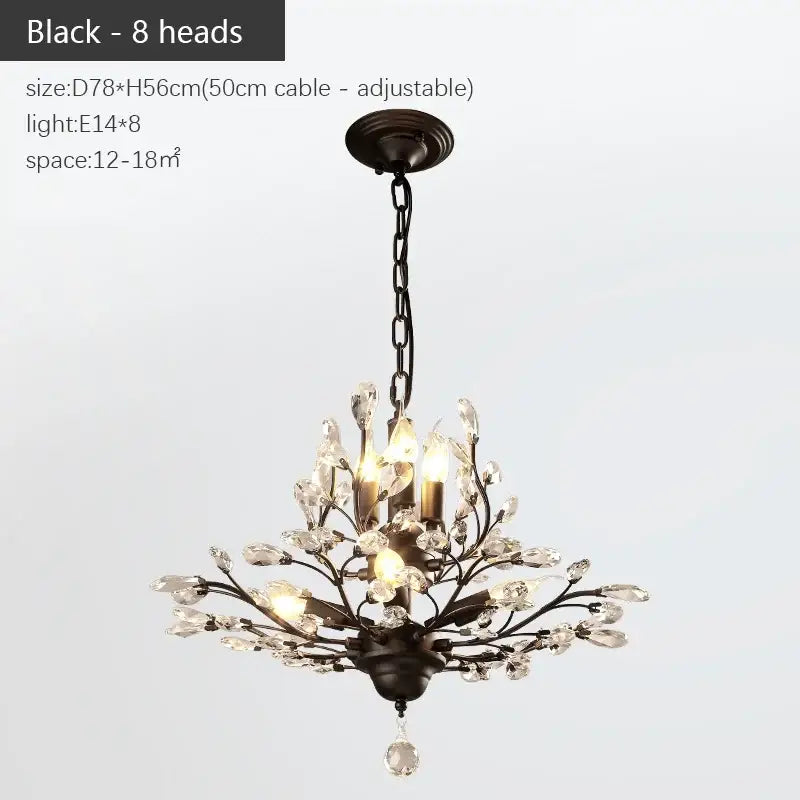 Industrial crystal chandelier antique bronze branch dining room light