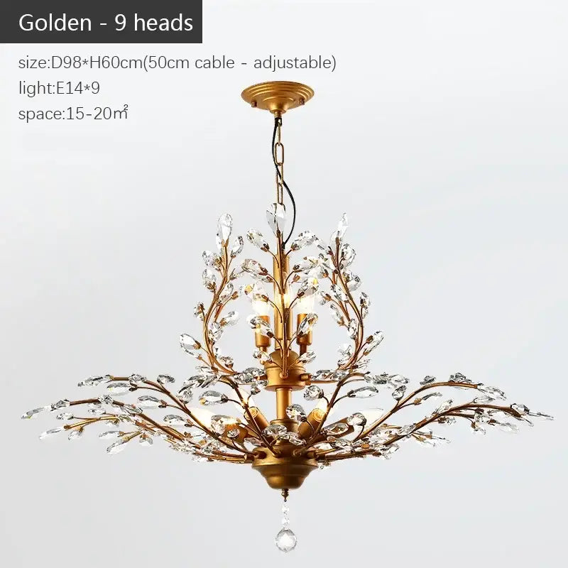 Industrial crystal chandelier antique bronze branch dining room light
