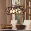 Industrial dark bronze wrought iron geometric island light dining room