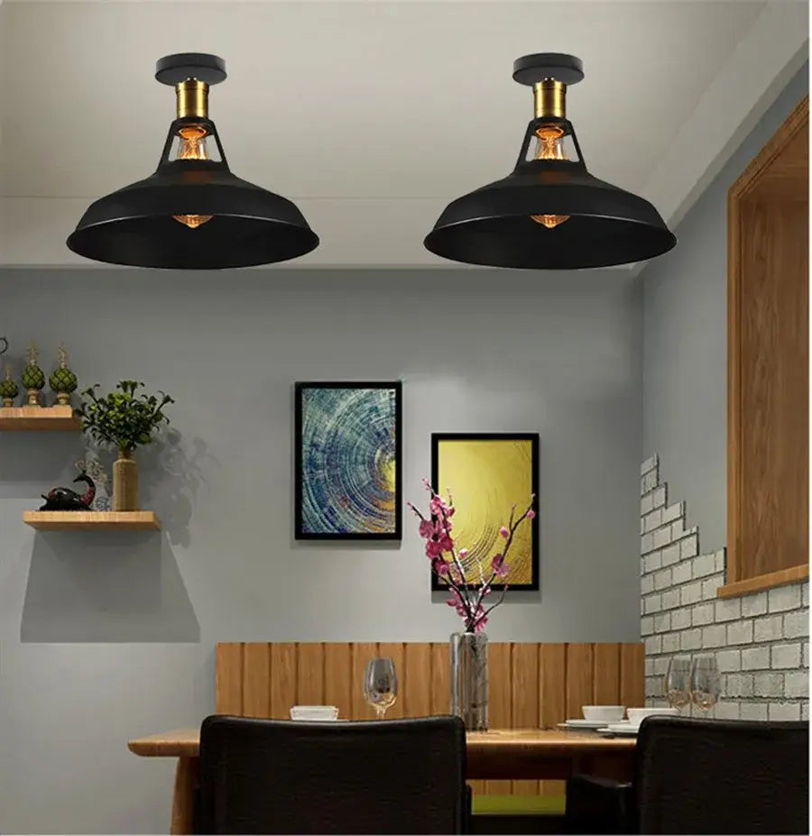 Industrial dome metal ceiling light shade – kitchen bar lighting