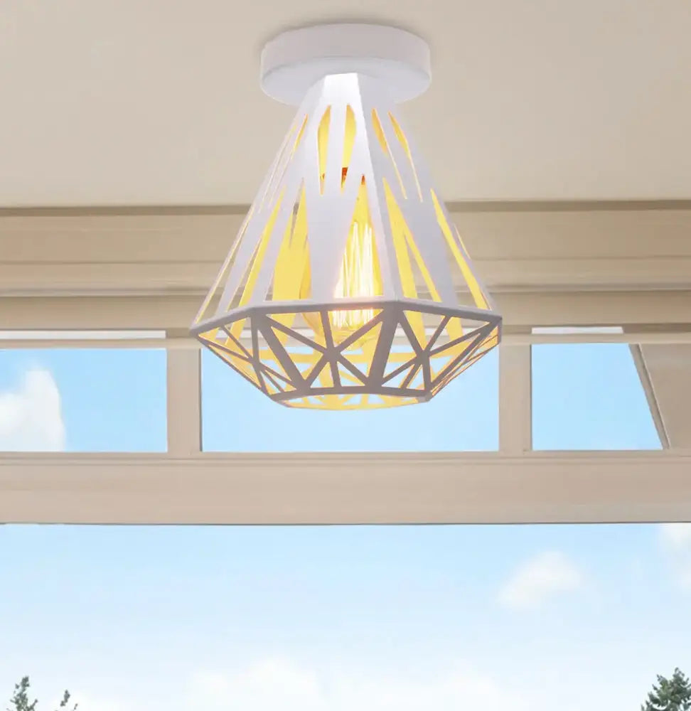 Industrial e27 ceiling lamp modern geometric white light living room