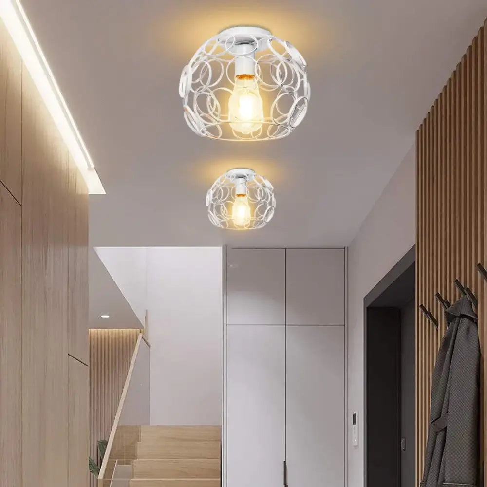 Industrial e27 ceiling lamp modern geometric white light living room