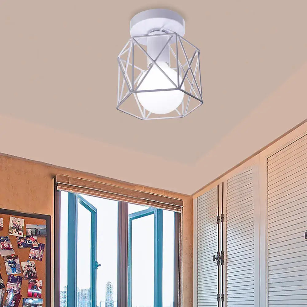 Industrial e27 ceiling lamp modern geometric white light living room