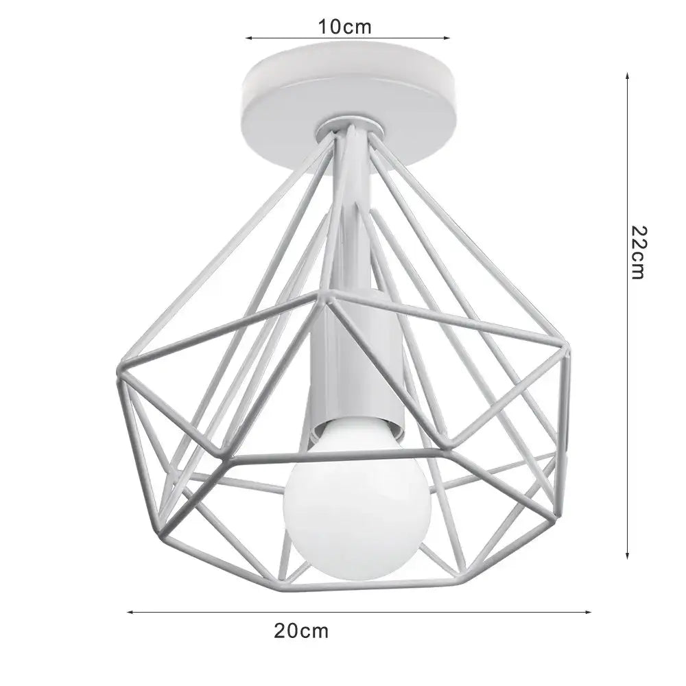 Industrial e27 ceiling lamp modern geometric white light living room