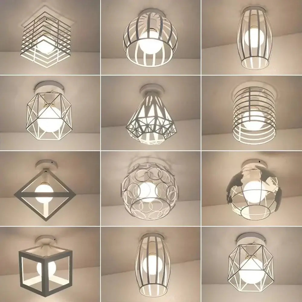 Industrial e27 ceiling lamp modern geometric white light living room