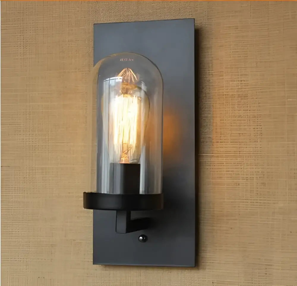 Industrial edison vintage wall sconce black metal light bedroom