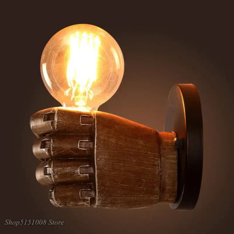 Industrial fist resin wall lamp bedroom vintage hand sconce