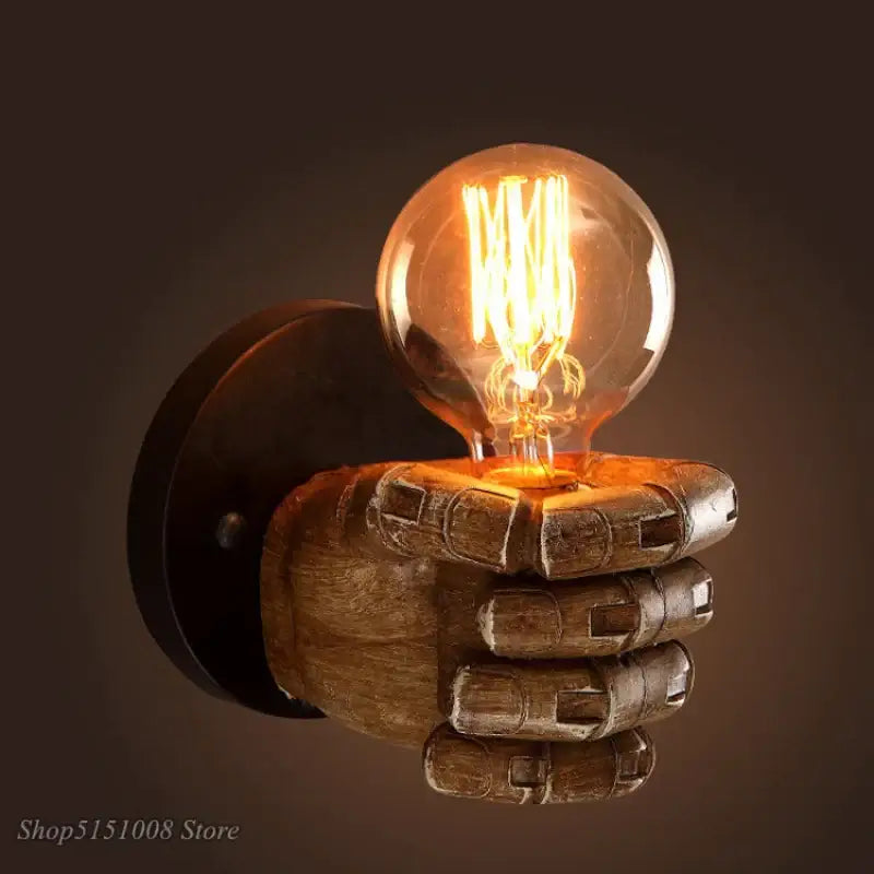 Industrial fist resin wall lamp bedroom vintage hand sconce