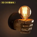 Industrial fist resin wall lamp bedroom vintage hand sconce