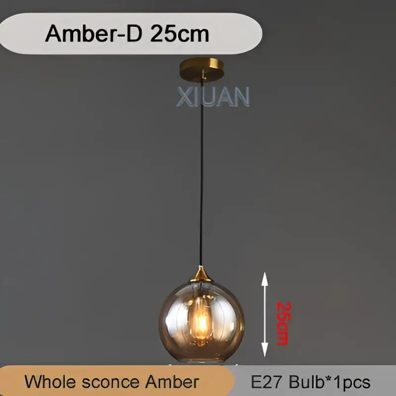 Industrial glass pendant light 3 spheres brass kitchen dining room