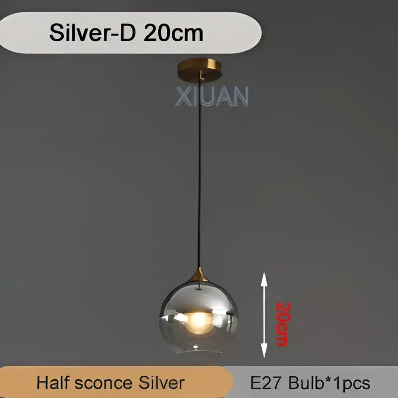 Industrial glass pendant light 3 spheres brass kitchen dining room