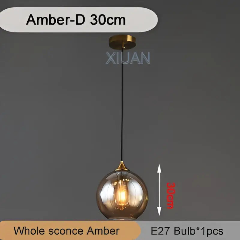 Industrial glass pendant light 3 spheres brass kitchen dining room