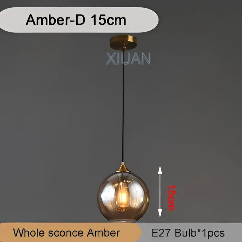 Industrial glass pendant light 3 spheres brass kitchen dining room