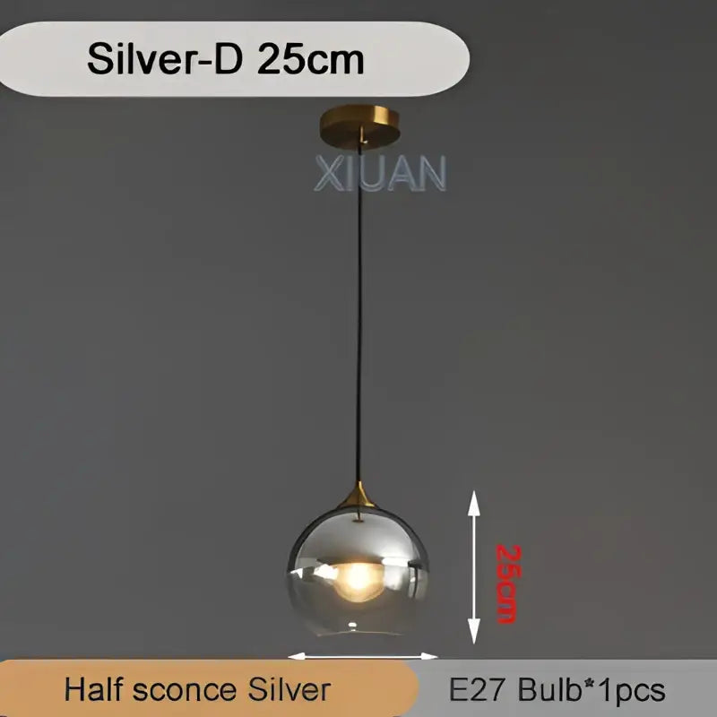 Industrial glass pendant light 3 spheres brass kitchen dining room