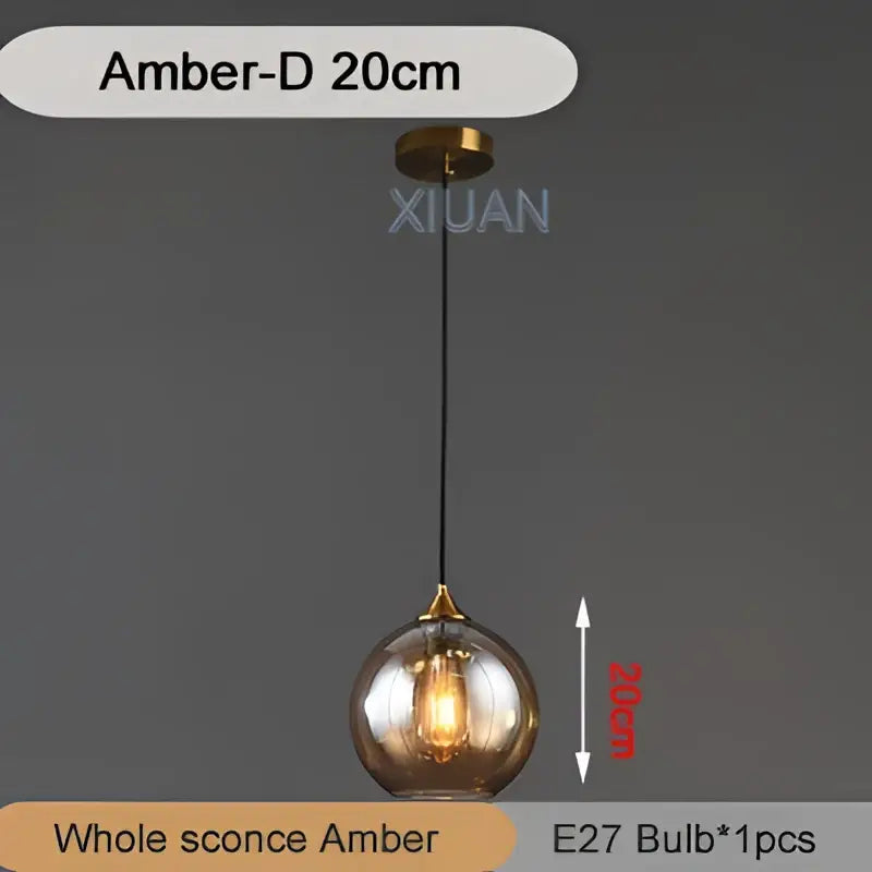 Industrial glass pendant light 3 spheres brass kitchen dining room