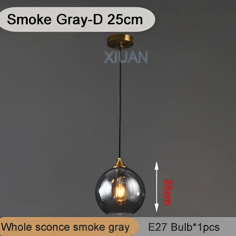 Industrial glass pendant light 3 spheres brass kitchen dining room